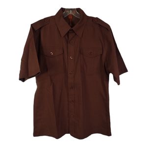 Brown Military Button Down Shirt